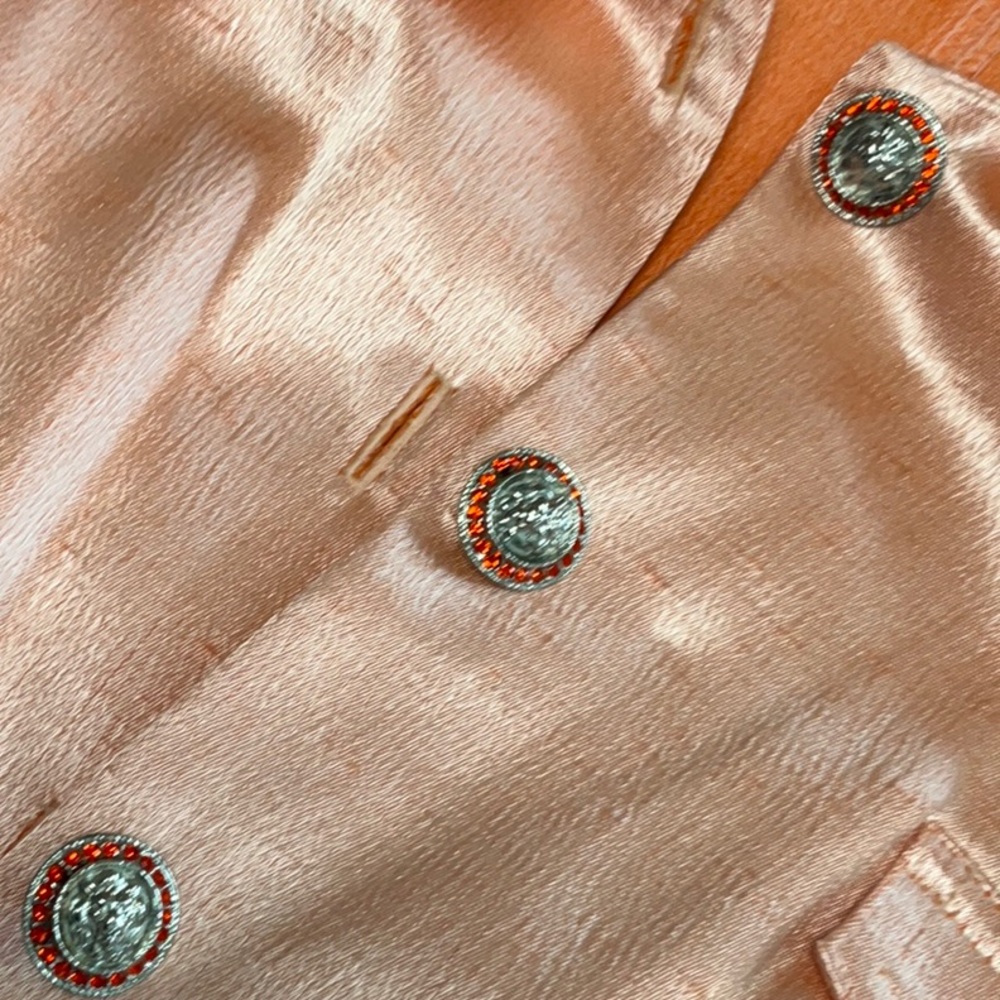 Vintage Massconi Women's Peach Satin Jacket & Bodysuit Set - Picture 10 of 13